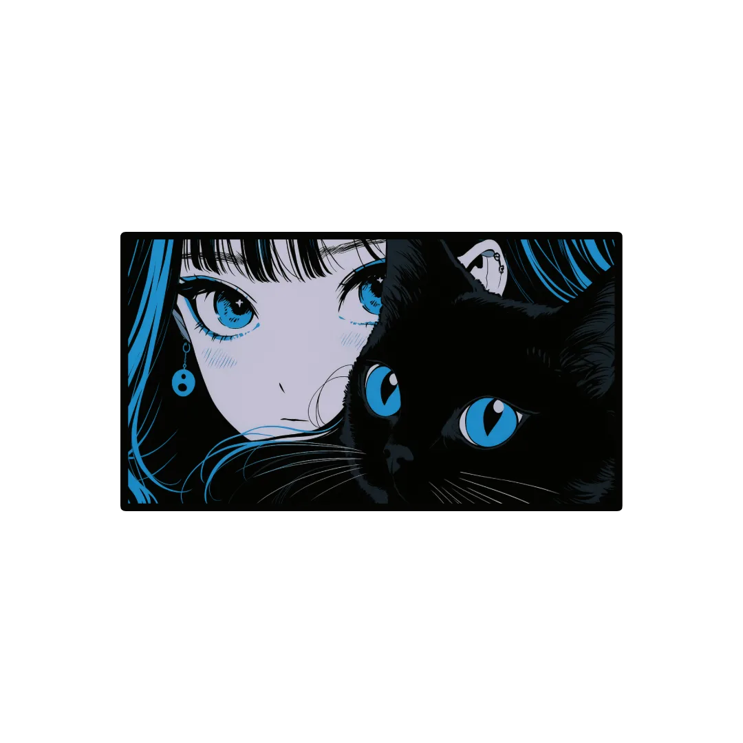 CHICA Y GATO AZUL