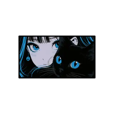 Mousepad CHICA Y GATO AZUL 90x50 Classic | Custom