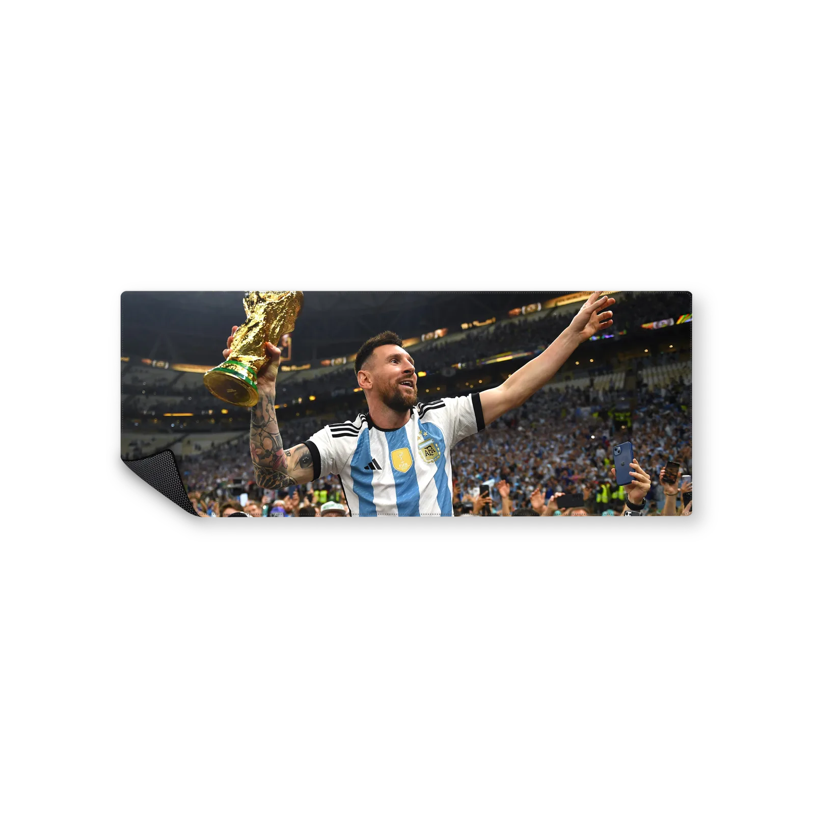Mousepad Messi con la copa del mundo 82x32 Classic | Custom