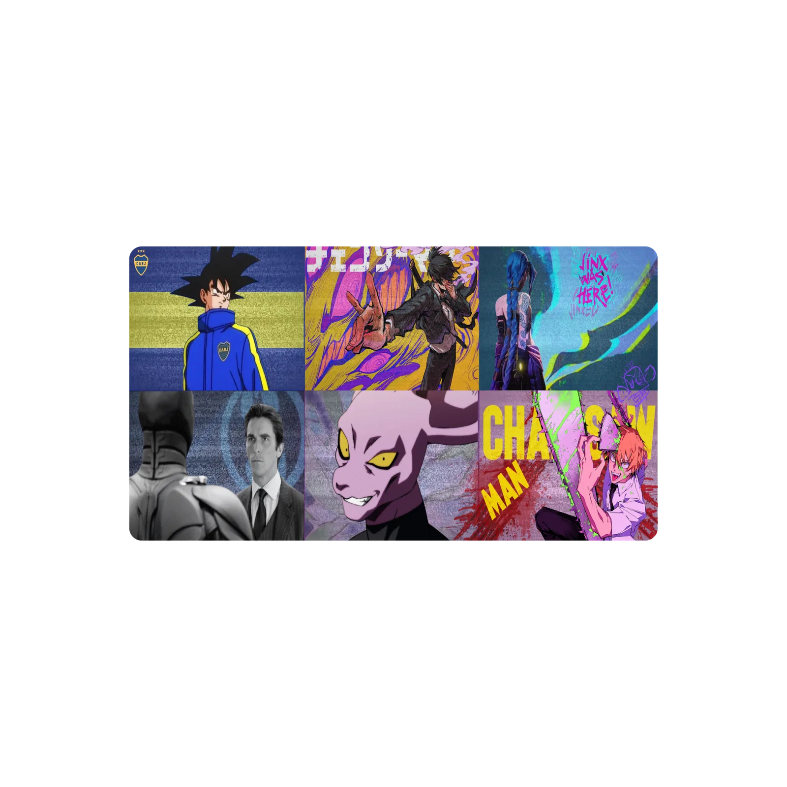 Mousepad Chainsaw Man X Dragon Ball X Jinx X Batman 67x37 Classic | Custom