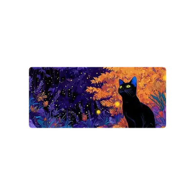 Mousepad black cat forest 90x40 Classic | Custom