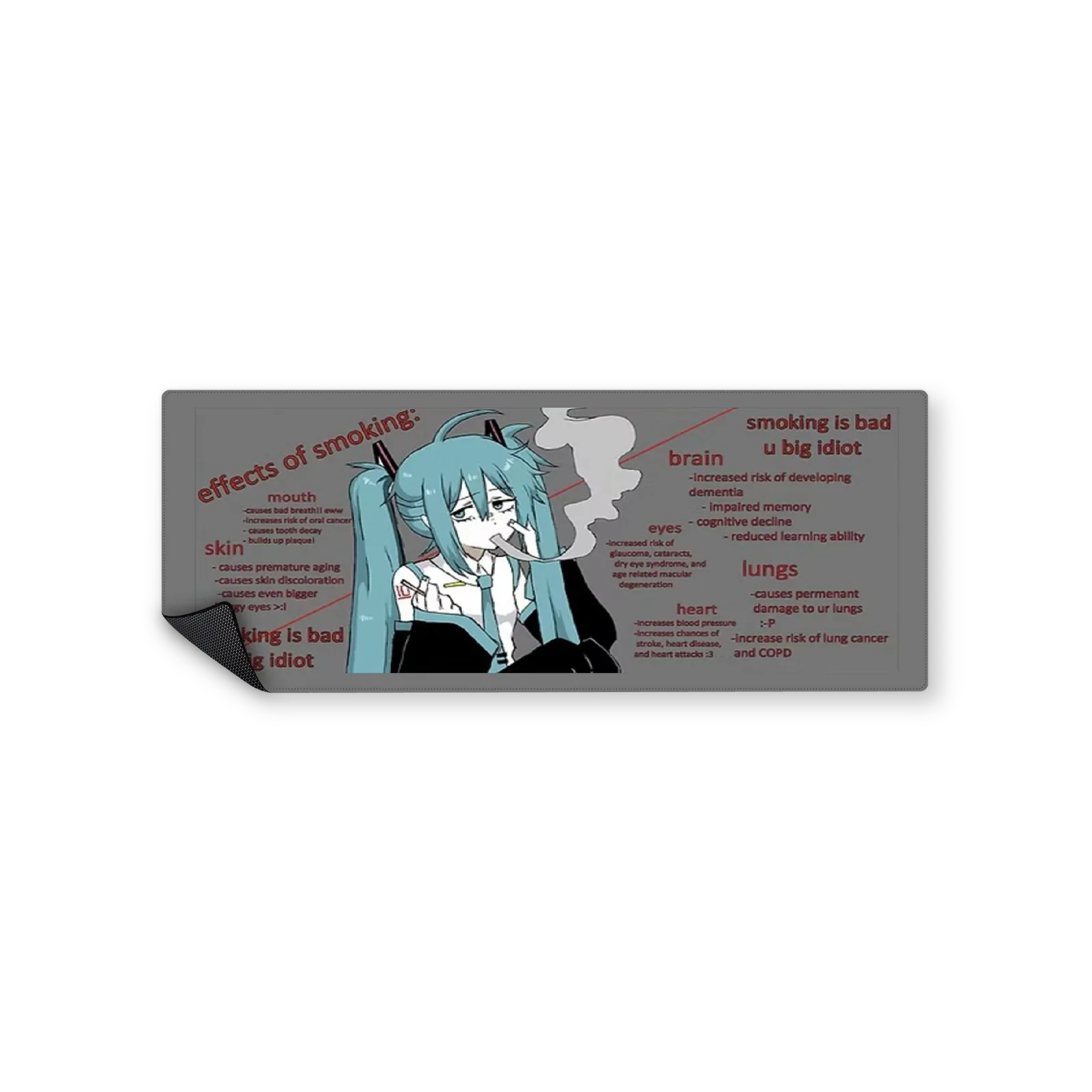 Mousepad miku smoking 82x32 Classic | Custom