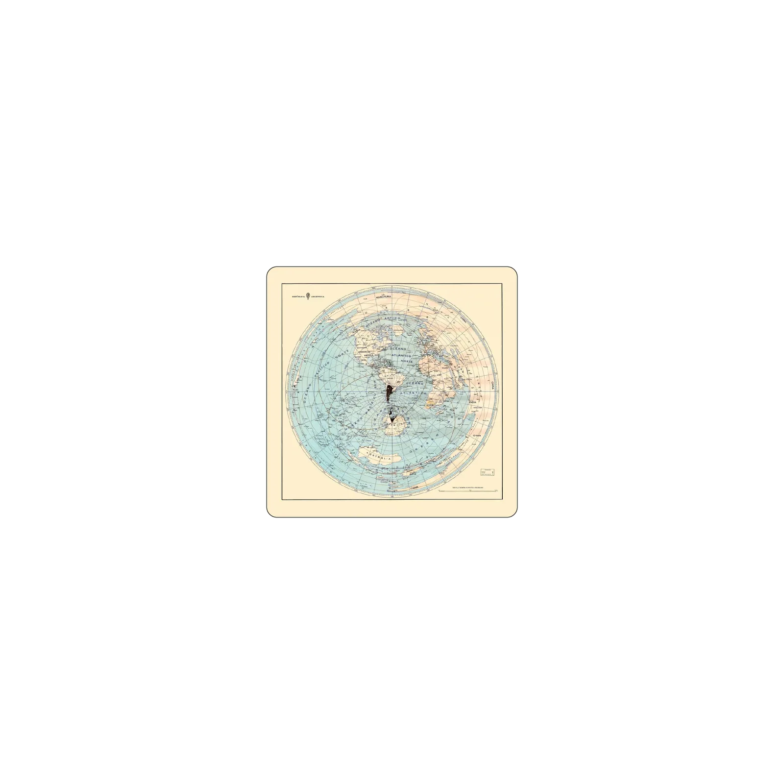 Mousepad Mapa Mundi Argentina 25x25 Classic | Custom