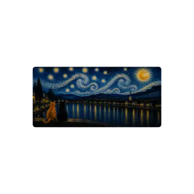 Mousepad Noche Estrellada Gato 85x40 PRO | Custom