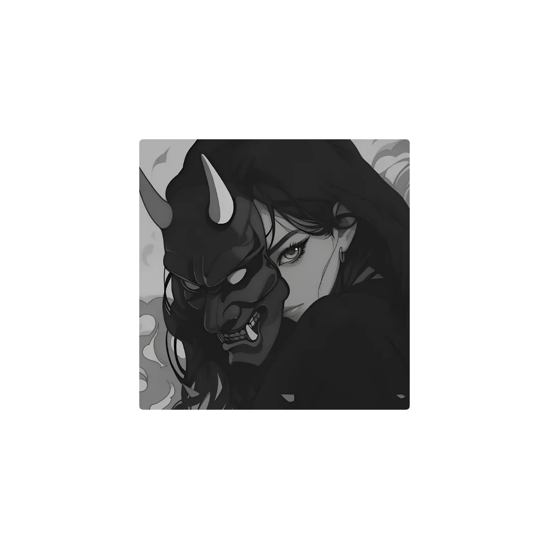 Girl with oni mask