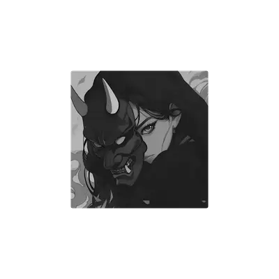 Mousepad Girl with oni mask 50x50 Classic | Custom