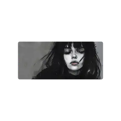 Mousepad chica anime negro y blanco 90x40 PRO | Custom