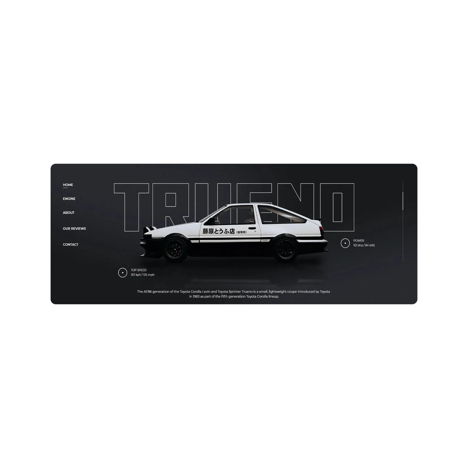 Mousepad Toyota AE86 Main Menu 80x30 Classic | Custom