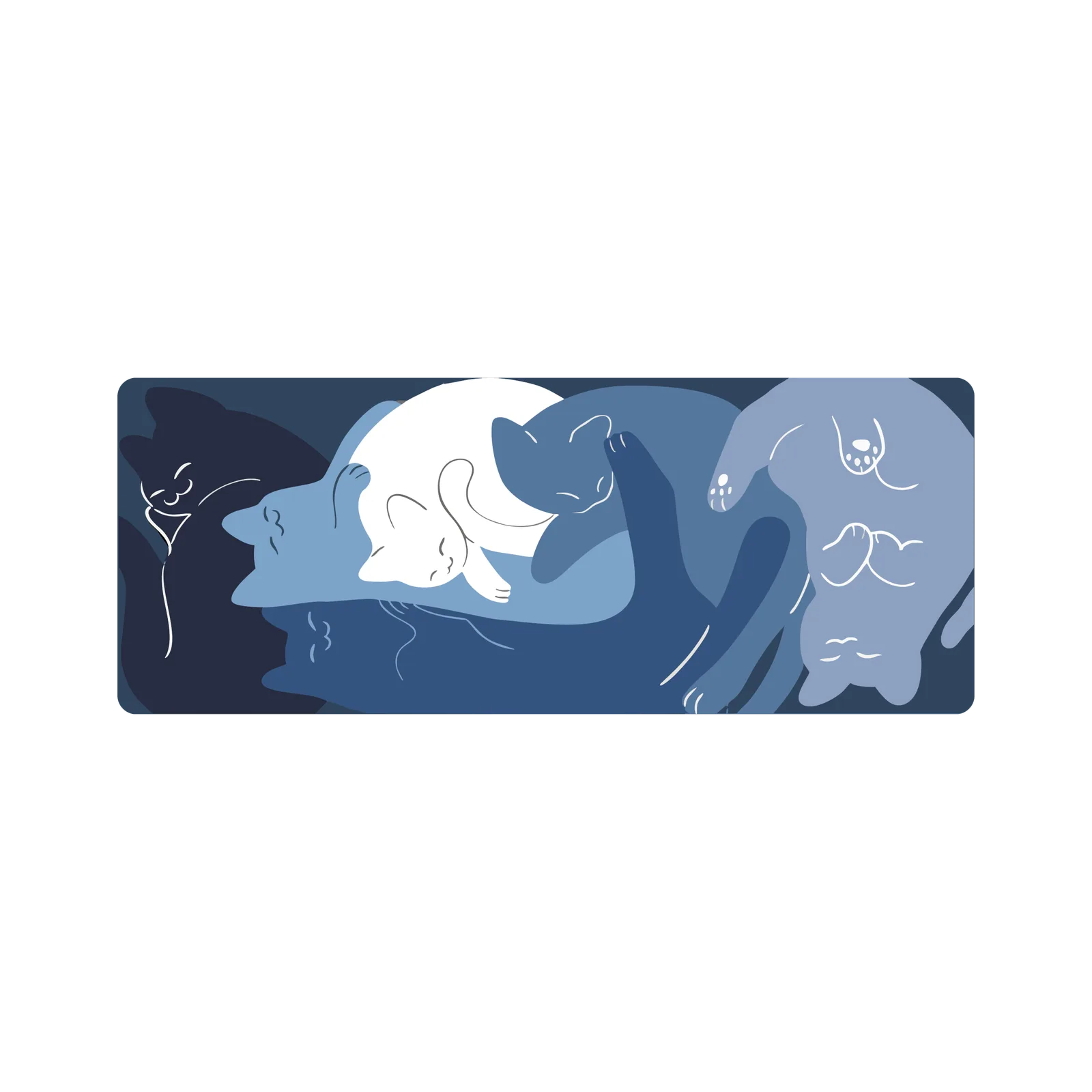 Mousepad Gatos azul y blanco 78x30 Classic | Custom