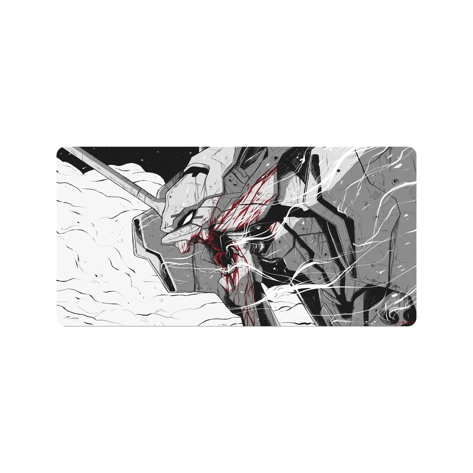 Mousepad NGE eva 01 Blanco y Negro 101x50 Classic | PERSONALIZAD