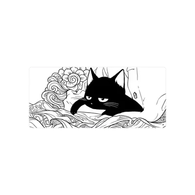 Mousepad Cat sleep black and white 90x40 Classic | Custom