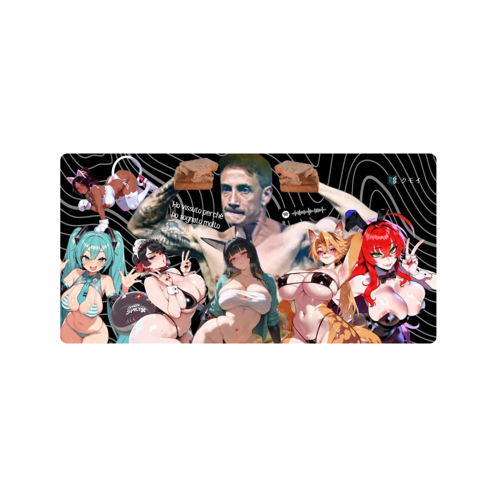 Mousepad gatitas lindas y papa mono 90x45 Classic | Custom